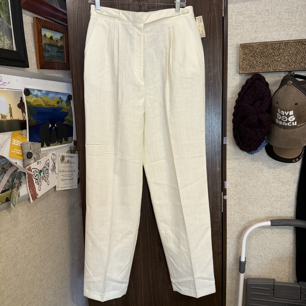 Vntge Robinson Pants 14 Cream Wide Tapered Leg NWT W30/L30 Garden Party Summer